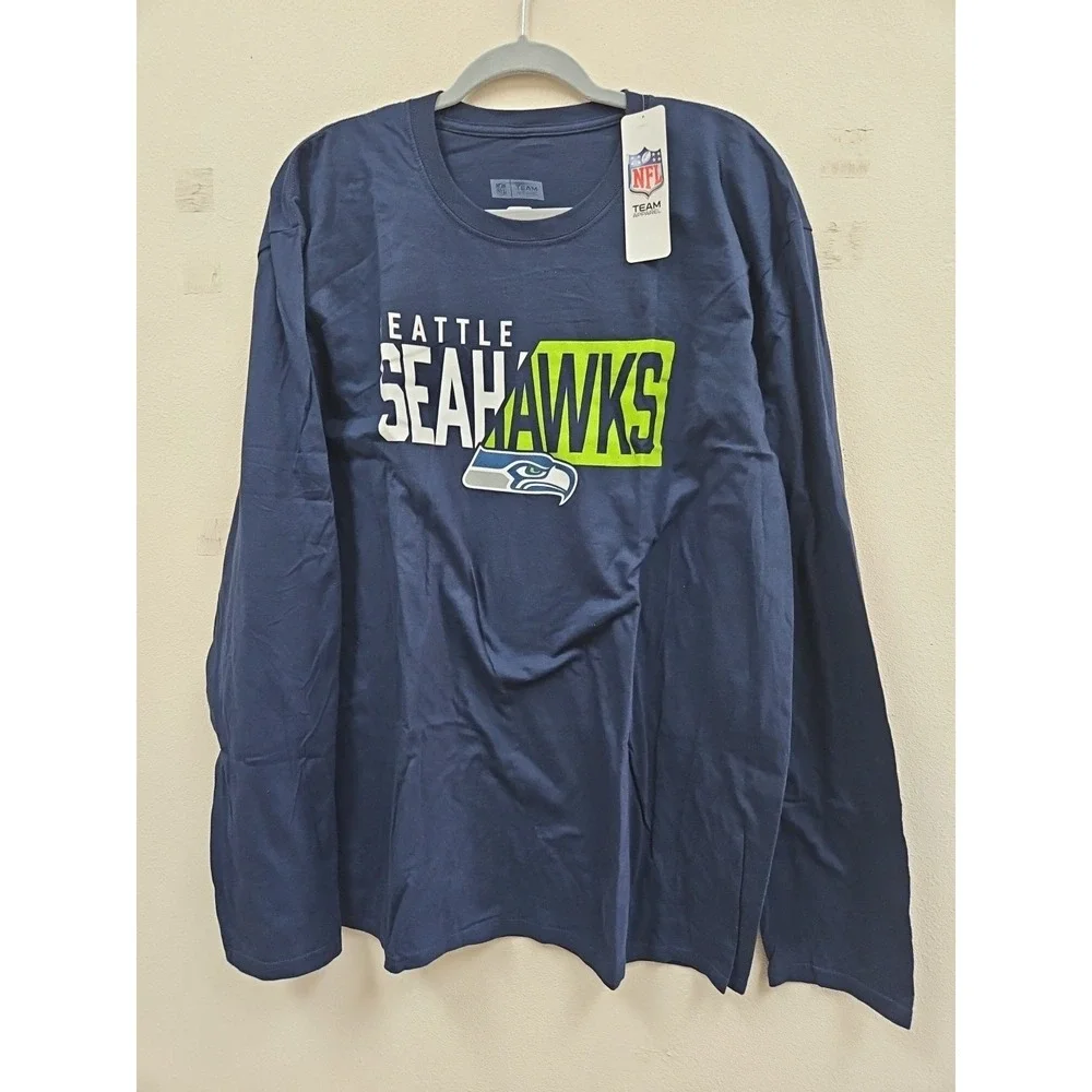 Seattle Seahawks Graphic Long Sleeve T Shirt Size XL Navy Blue NWT